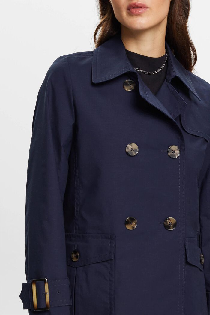 Korte double-breasted trenchcoat, NAVY, detail image number 2