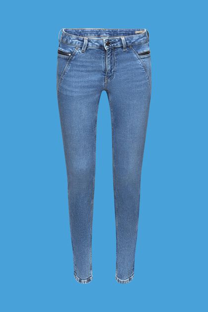 Mid-rise jeans met skinny fit en ritszakken