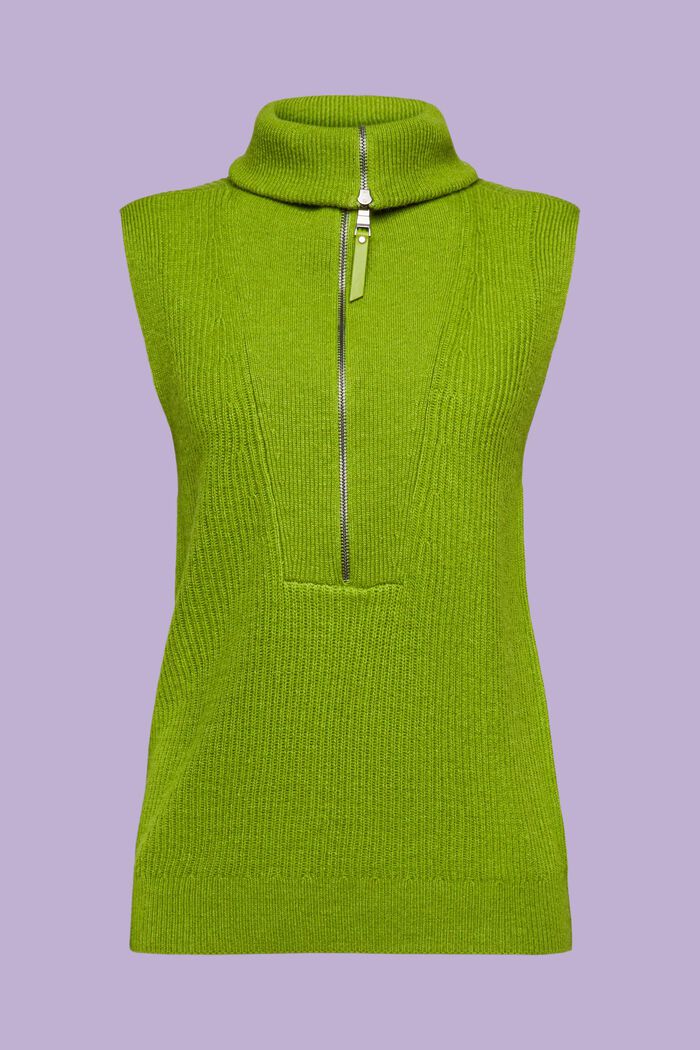 Ribgebreid vest met turtleneck, LEAF GREEN, detail image number 5