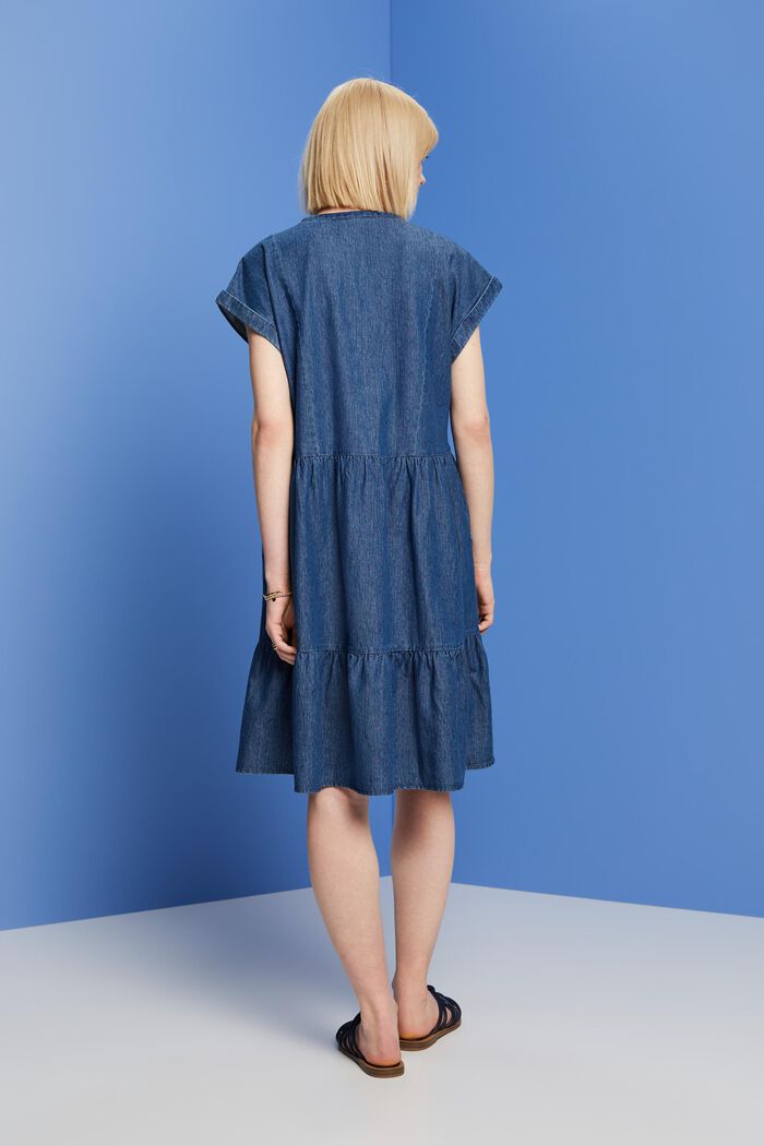Lichte denim jurk, 100% katoen, BLUE MEDIUM WASHED, detail image number 3