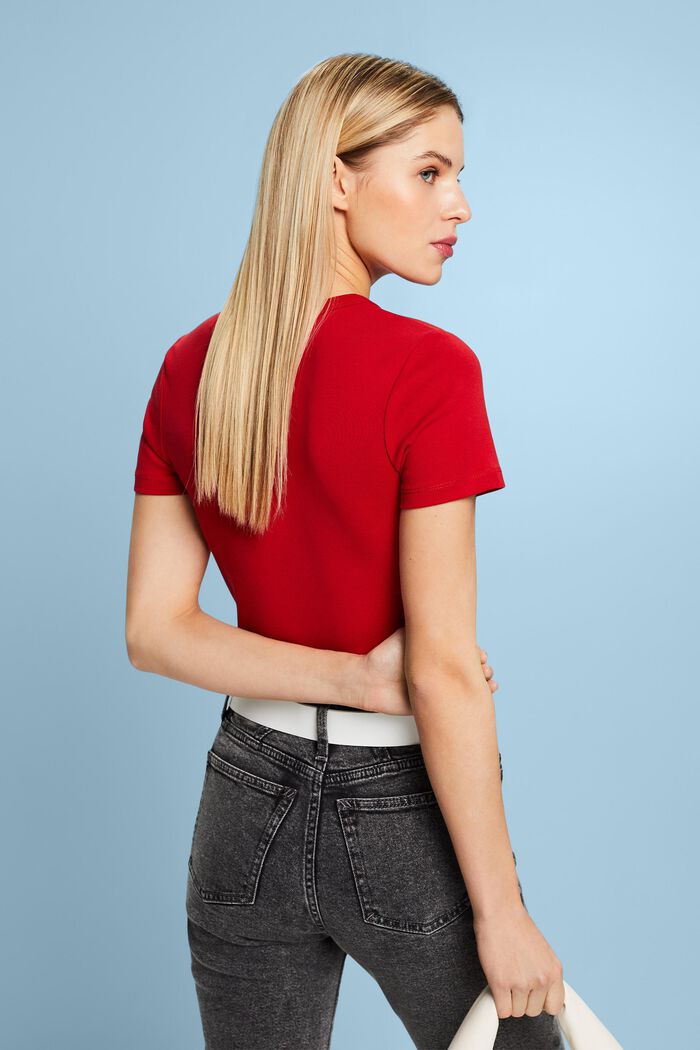 Katoenen T-shirt met korte mouwen, DARK RED, detail image number 3