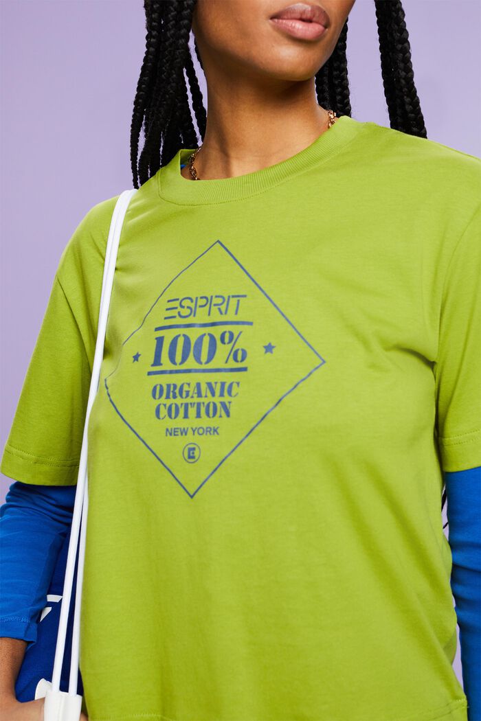 T-shirt van organic cotton met print, LEAF GREEN, detail image number 3