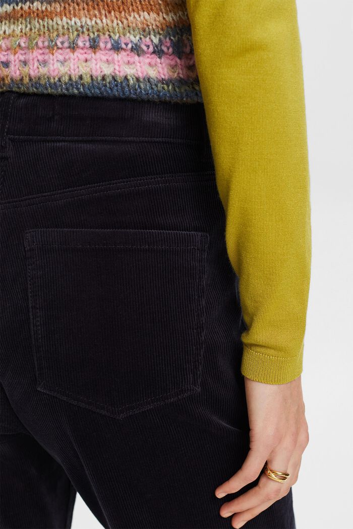 Straight fit corduroy broek met hoge taille, NAVY, detail image number 2