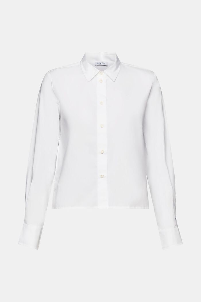 Cropped popeline blouse, WHITE, detail image number 6