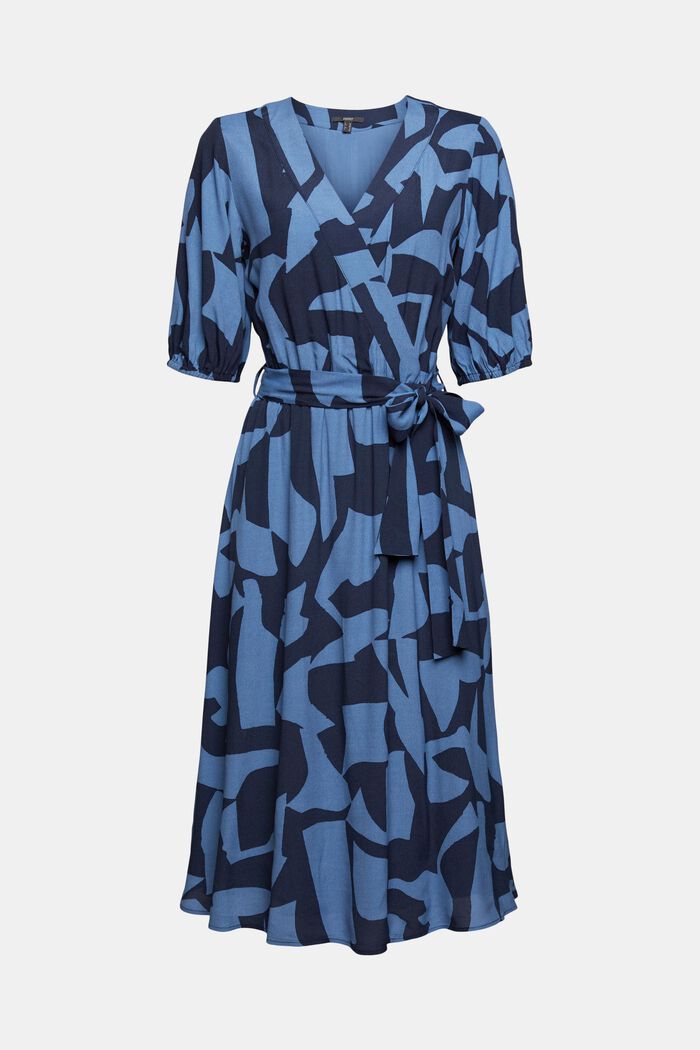 Midi-jurk met motief, LENZING™ ECOVERO™, GREY BLUE, overview