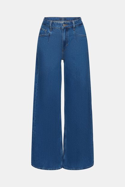 Jeans met wijde pijpen, BLUE DARK WASHED, overview