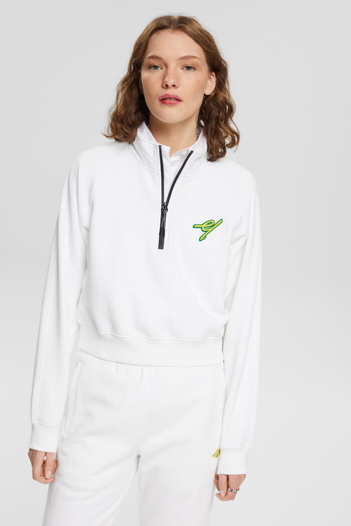 Sweatshirt met halve ritssluiting, WHITE, detail image number 0