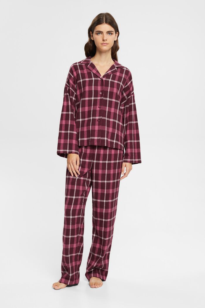 Geruite flanellen pyjama, BORDEAUX RED, detail image number 1
