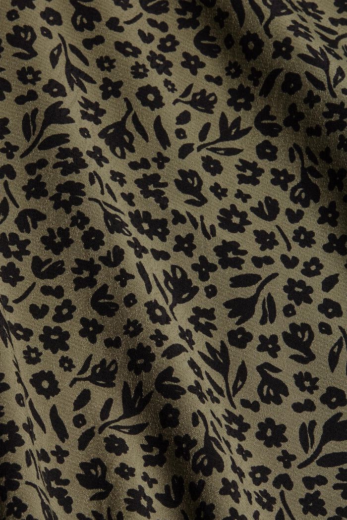 Gebloemde blouse met volantdetails, LENZING™ ECOVERO™, DARK KHAKI, detail image number 4