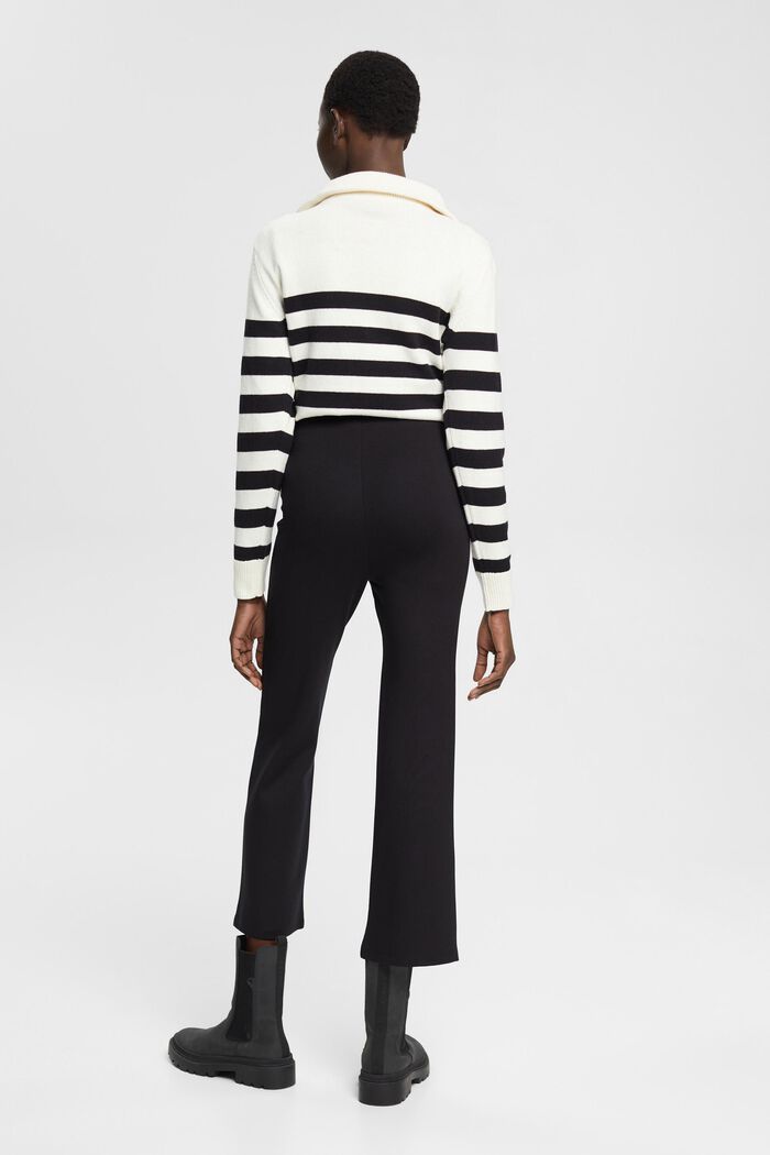 Jersey broek met hoge taille en cropped pijpen, BLACK, detail image number 3