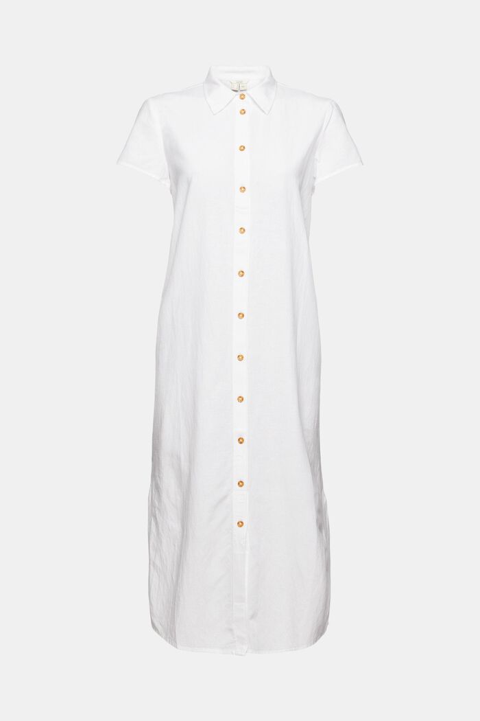 Met linnen: lange blousejurk, WHITE, overview