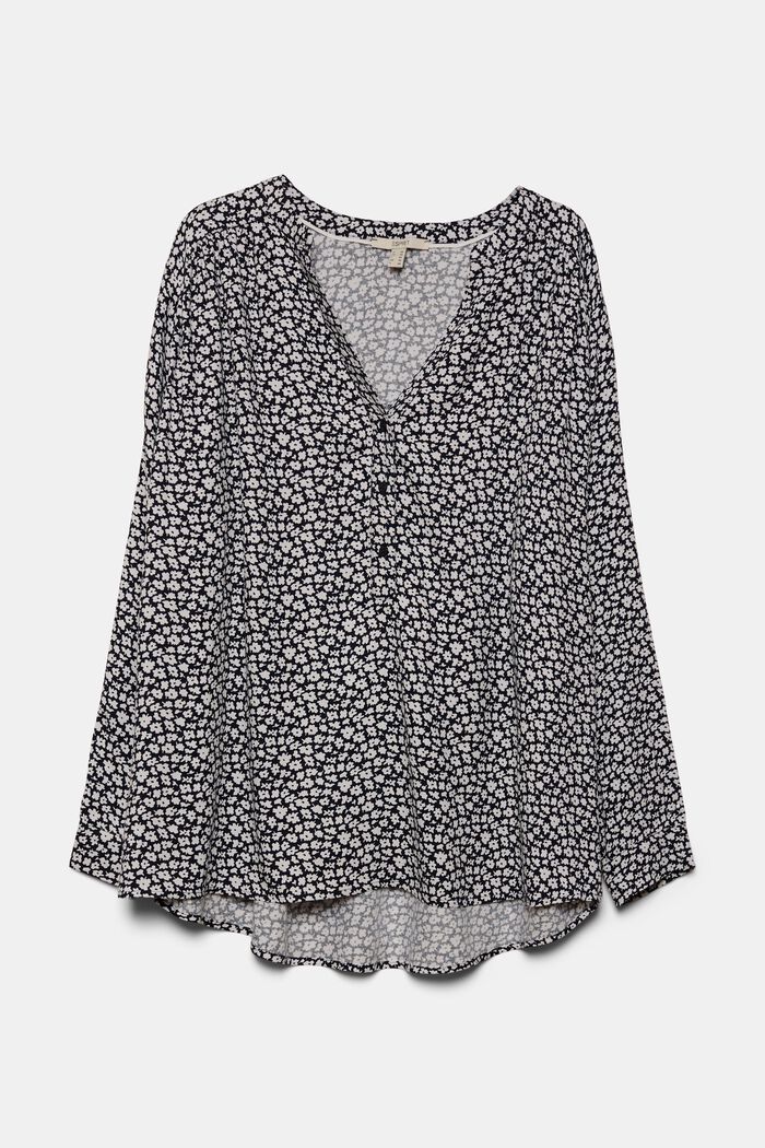 CURVY blouse met print van LENZING™ ECOVERO™, NAVY, detail image number 0