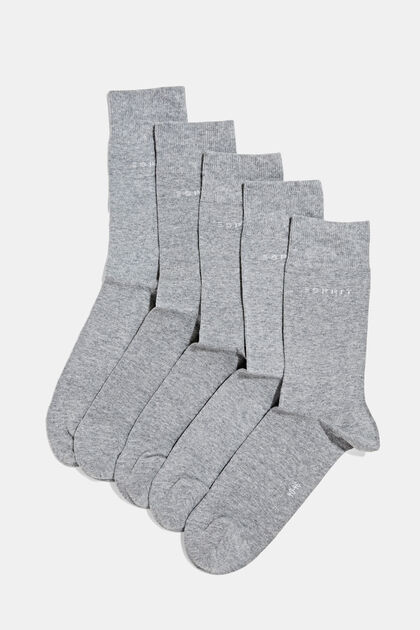 5 paar sokken van een mix met biologisch katoen, LIGHT GREY MELANGE, overview