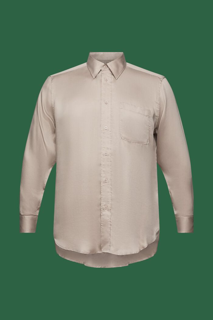 Satijnen shirt met lange mouwen, LIGHT TAUPE, detail image number 5