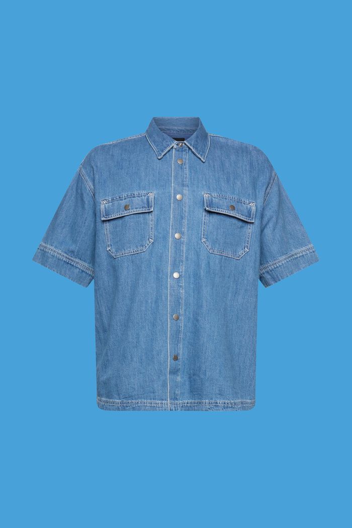 Denim overhemd met drukknoopsluiting, BLUE MEDIUM WASHED, detail image number 6