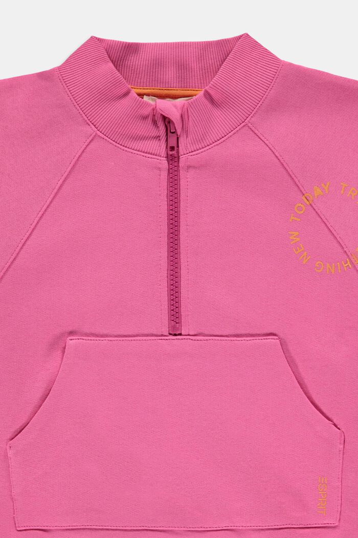 Katoenen sweatshirt met halve ritssluiting, PINK FUCHSIA, detail image number 2