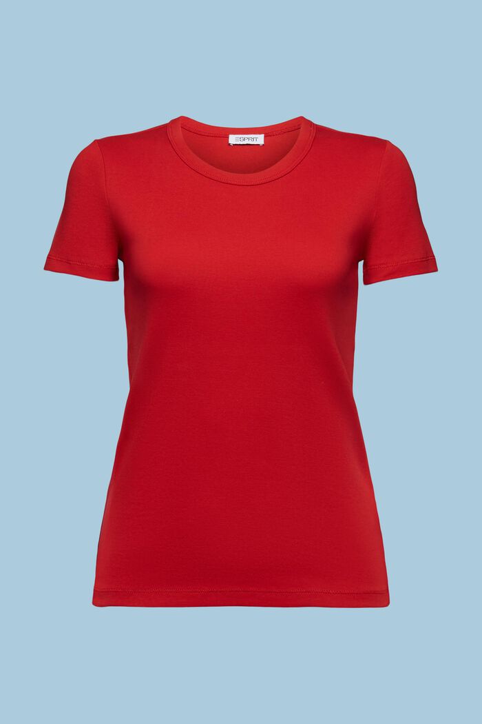 Katoenen T-shirt met korte mouwen, DARK RED, detail image number 5