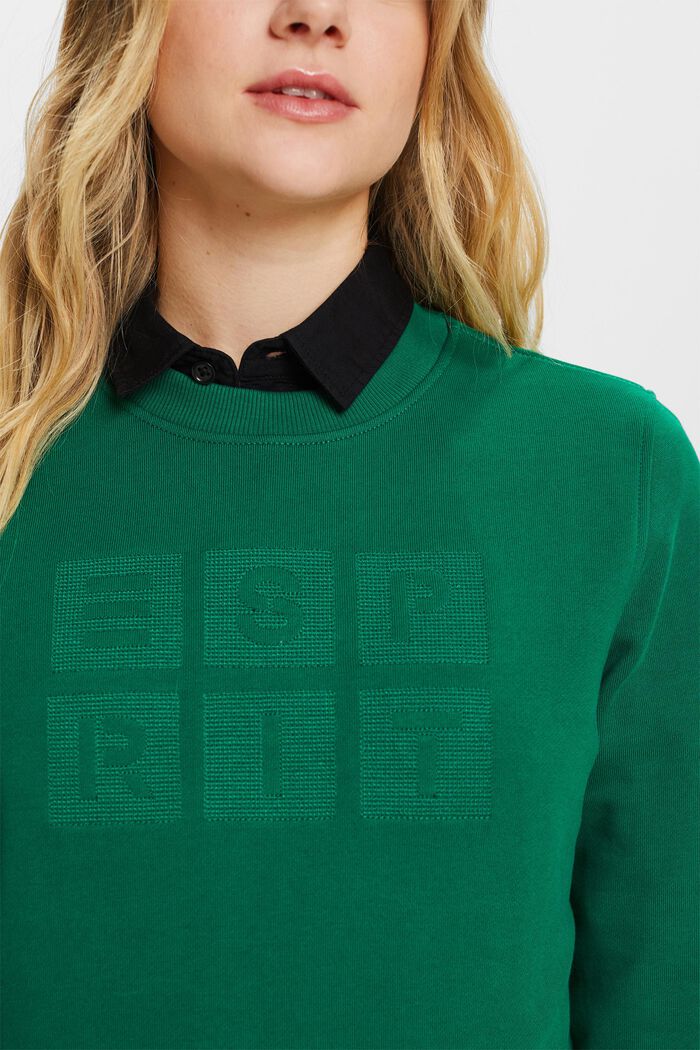 Sweatshirt met logoborduursel, organic cotton, DARK GREEN, detail image number 2