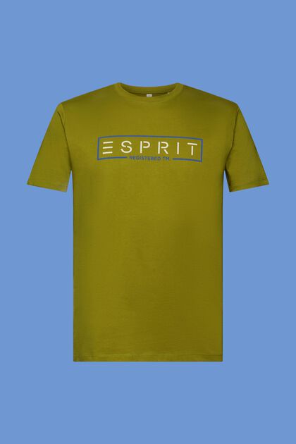 Jersey T-shirt met logoprint, LEAF GREEN, overview