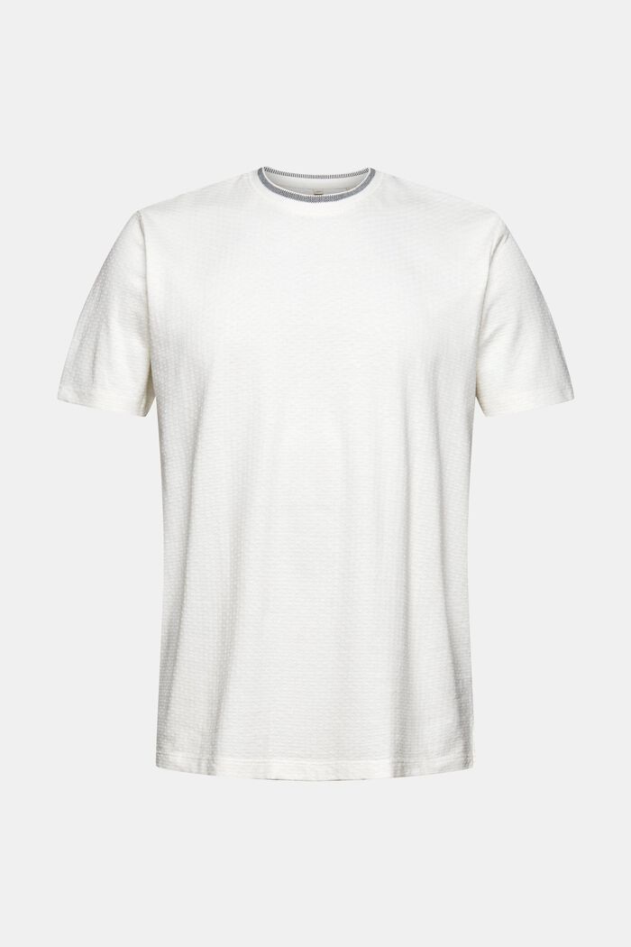 Gerecycled: T-shirt van structuurjersey, OFF WHITE, overview