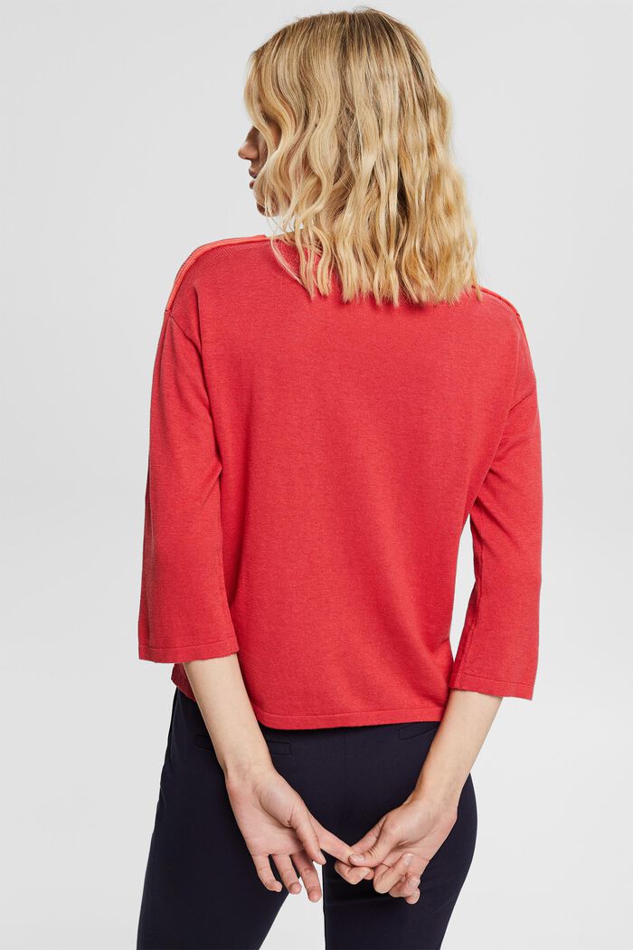 Met linnen: fijngebreide trui, RED, detail image number 3