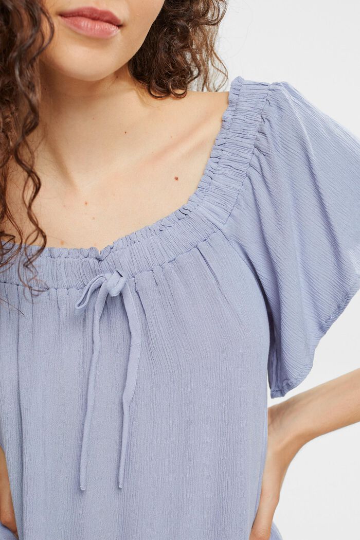 Crinkle blouse met carmenhals, LIGHT BLUE LAVENDER, detail image number 2