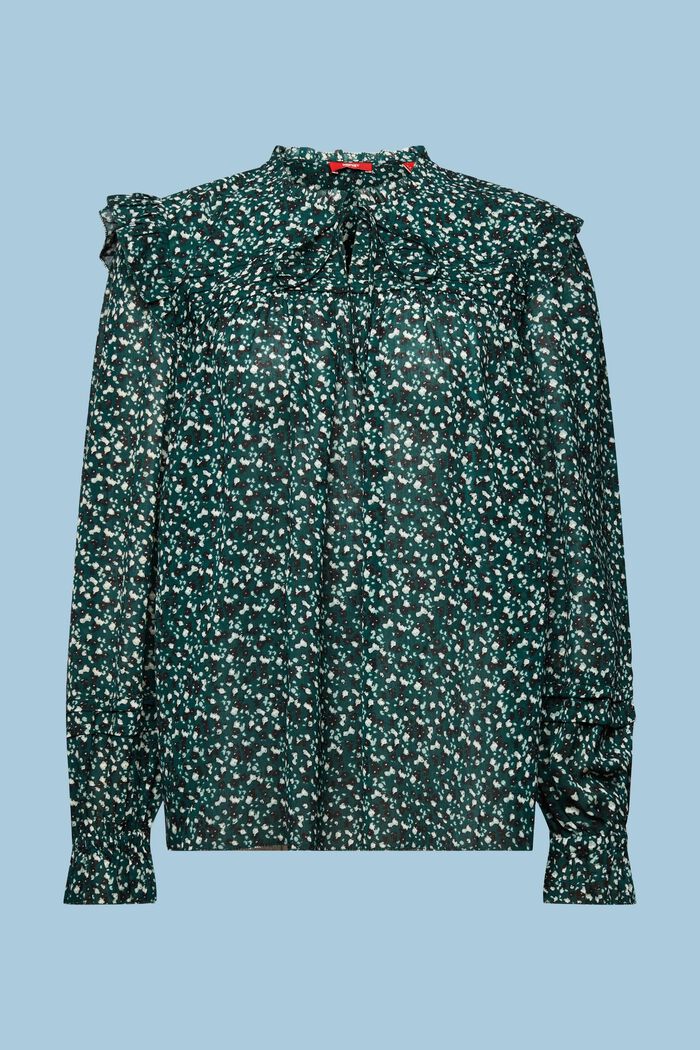 Chiffon blouse met motief, BOTTLE GREEN, detail image number 6