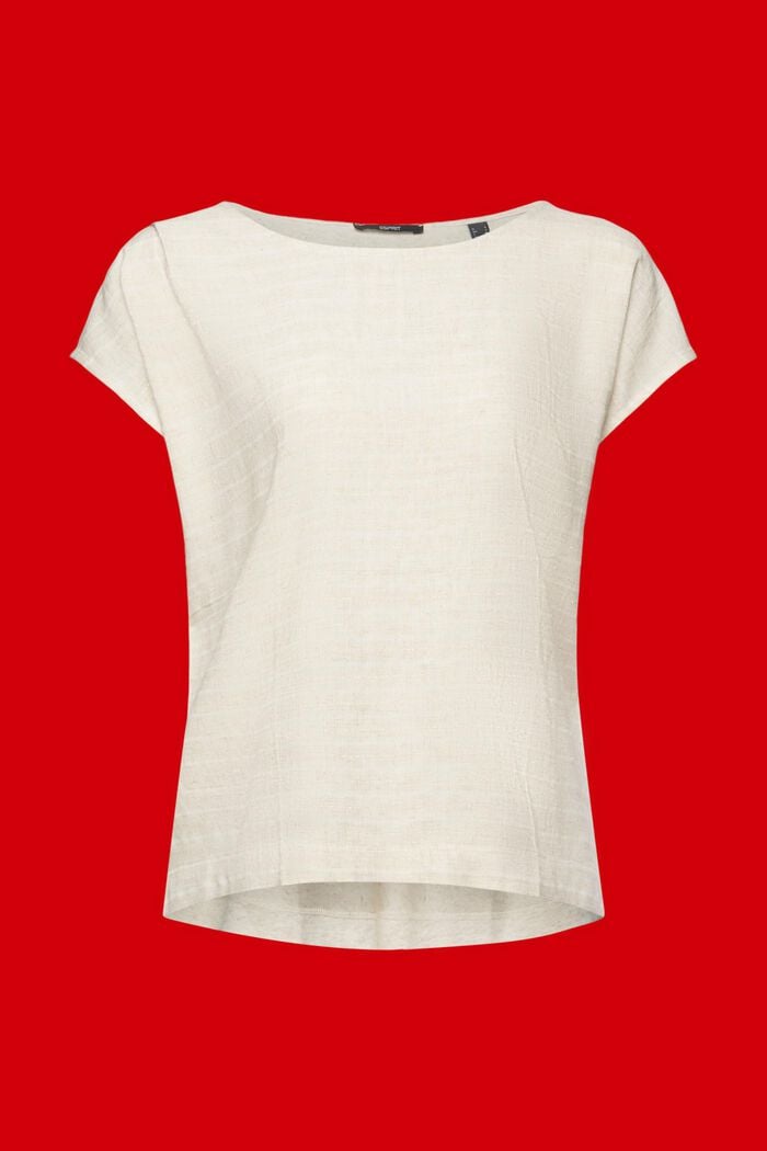 T-shirt van een materiaalmix, linnenmix, SAND, detail image number 6