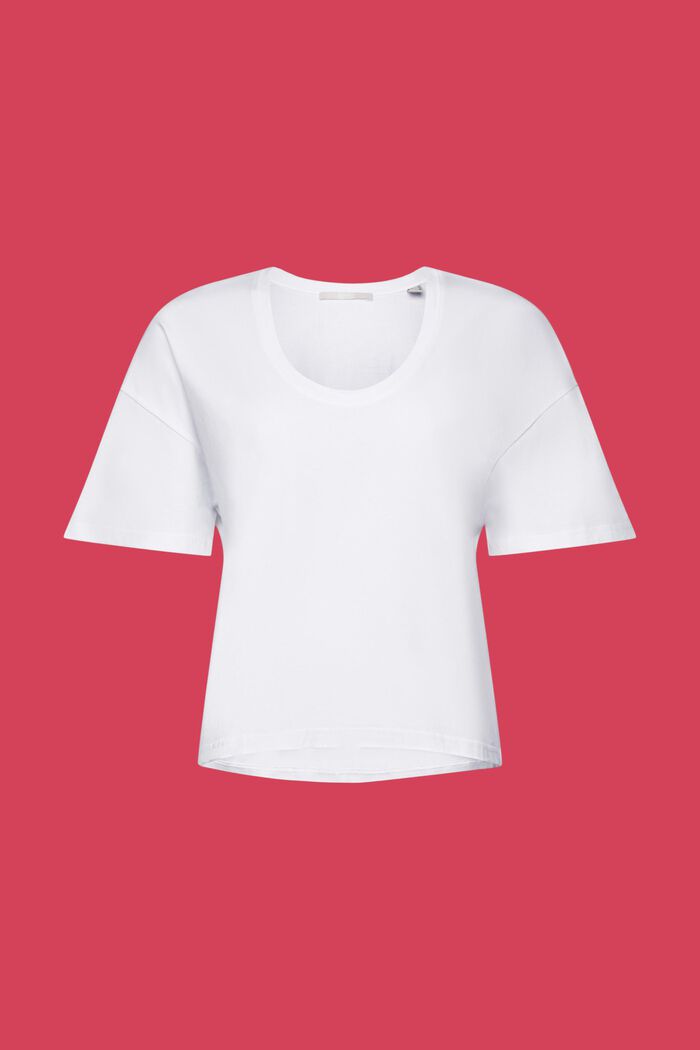 Cropped oversized T-shirt, 100% katoen, WHITE, detail image number 5