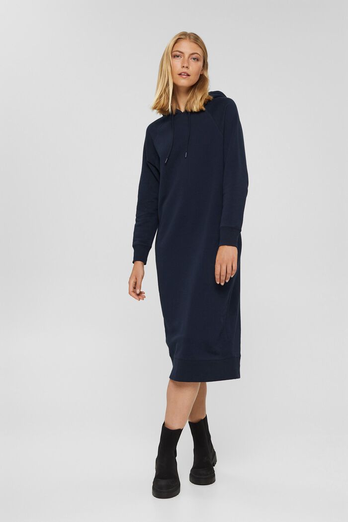 Sweathoodie-jurk van 100% katoen, NAVY, detail image number 1