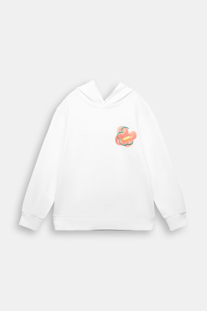 Katoenen sweatshirt met hoodie en logo, WHITE, detail image number 2