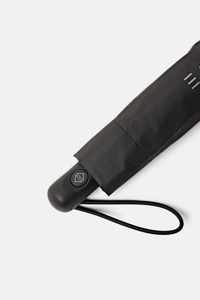 Opvouwbare, zwarte easymatic slimline paraplu, BLACK, detail image number 0