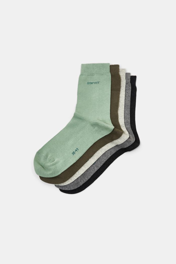 Set van 5 paar sokken, organic cotton, GREEN COLORWAY, detail image number 1