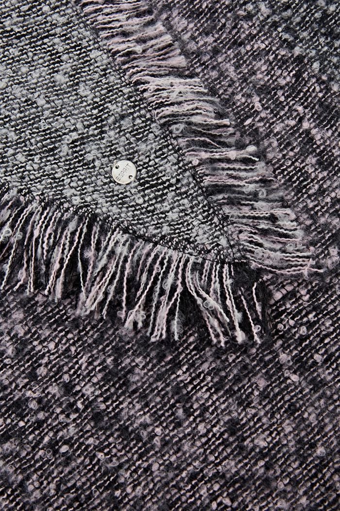 Bouclé sjaal met motief, GREY, detail image number 1