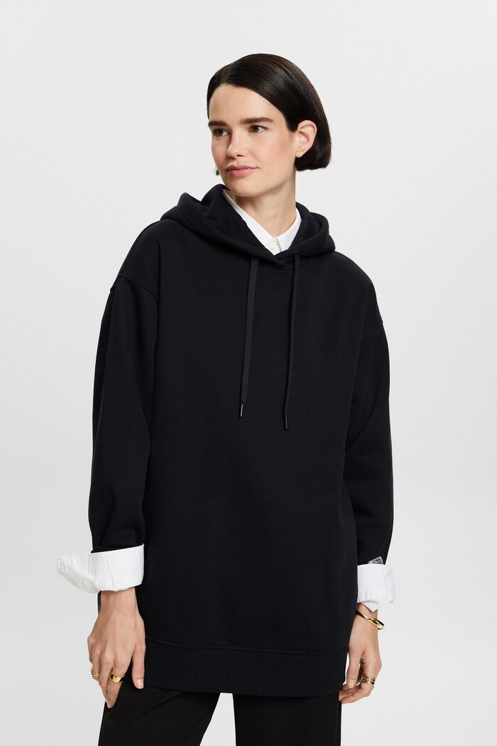 Oversized hoodie van katoenen fleece, BLACK, detail image number 0