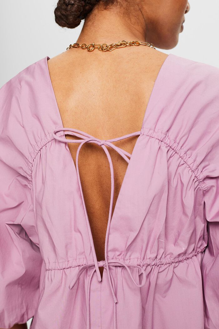 Popeline blouse met blousonmouwen, MAUVE, detail image number 4