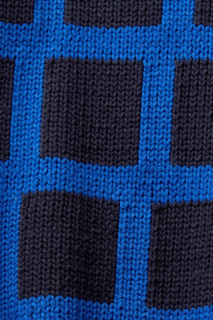 Grofgebreide trui met logo en raster, BRIGHT BLUE, detail image number 5