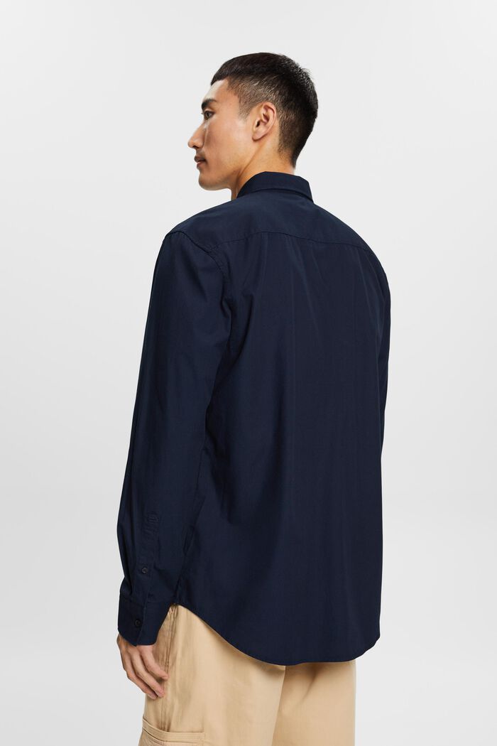 Popeline overhemd met buttondownkraag, 100% katoen, NAVY, detail image number 3