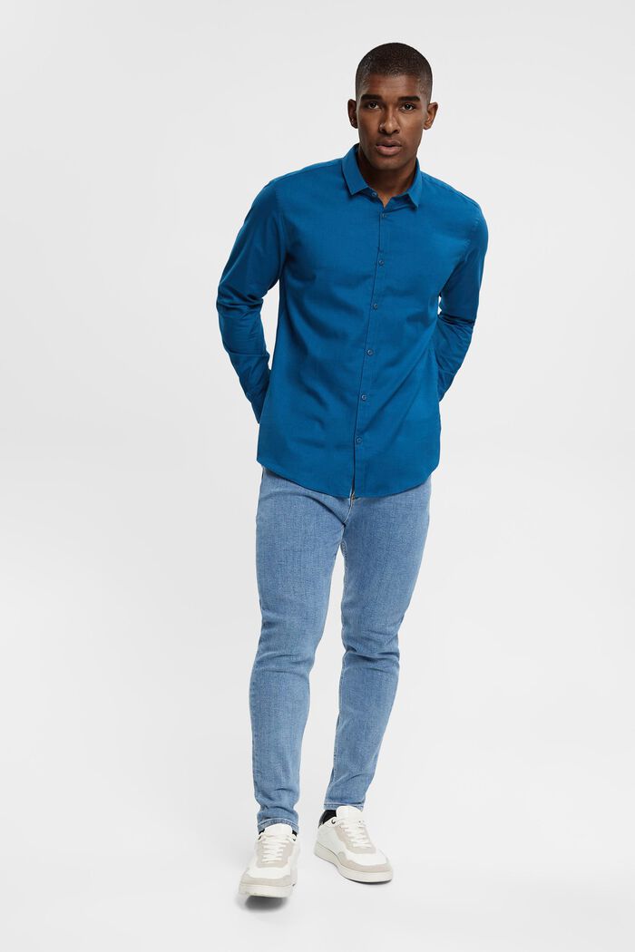 Shirt met slim fit, PETROL BLUE, detail image number 4