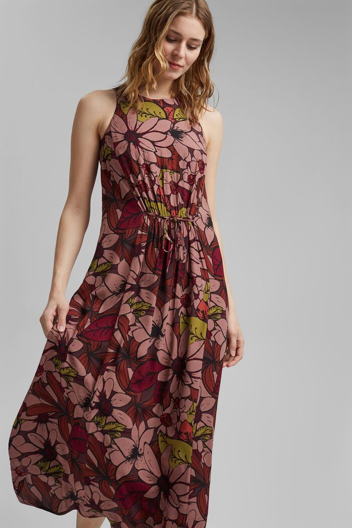 Gebloemde maxi-jurk met LENZING™ ECOVERO™, TERRACOTTA, detail image number 0