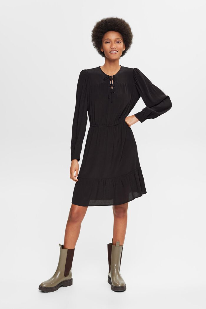 Mini-jurk met strikdetail, BLACK, detail image number 4