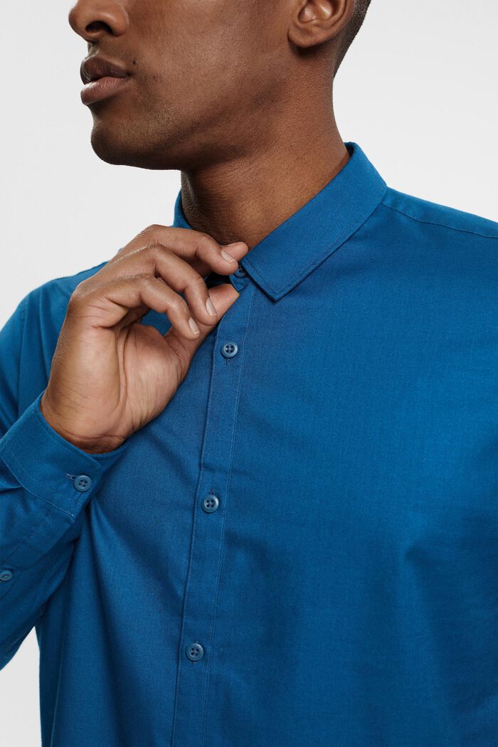 Shirt met slim fit, PETROL BLUE, detail image number 2