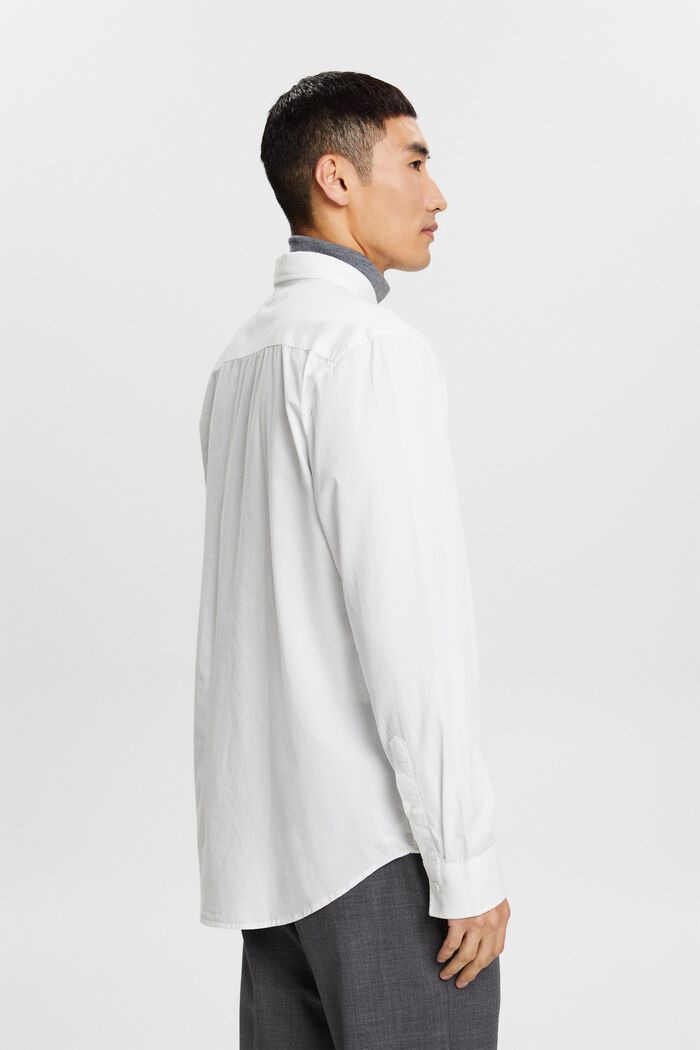 Popeline overhemd met buttondownkraag, 100% katoen, WHITE, detail image number 3