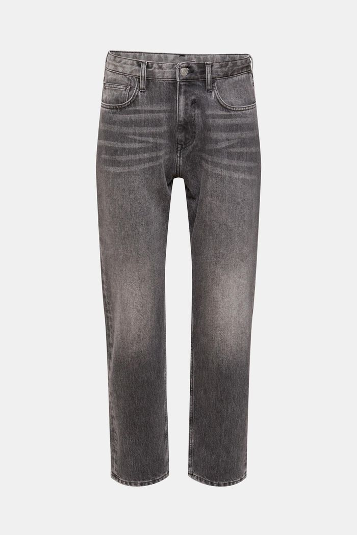 Jeans met rechte pijpen, GREY MEDIUM WASHED, overview
