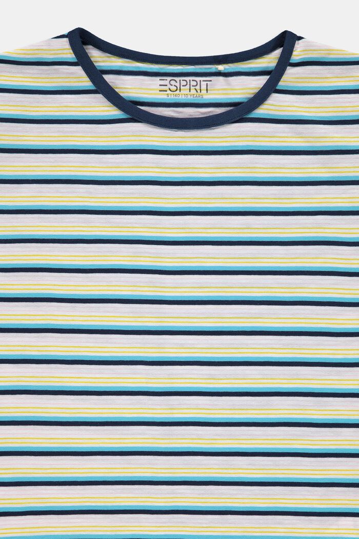T-shirt met strepen, 100% katoen, PETROL BLUE, detail image number 2