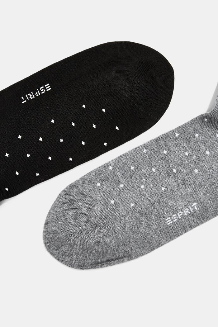 2 paar grofgebreide sokken met stippen, BLACK/GREY, detail image number 2