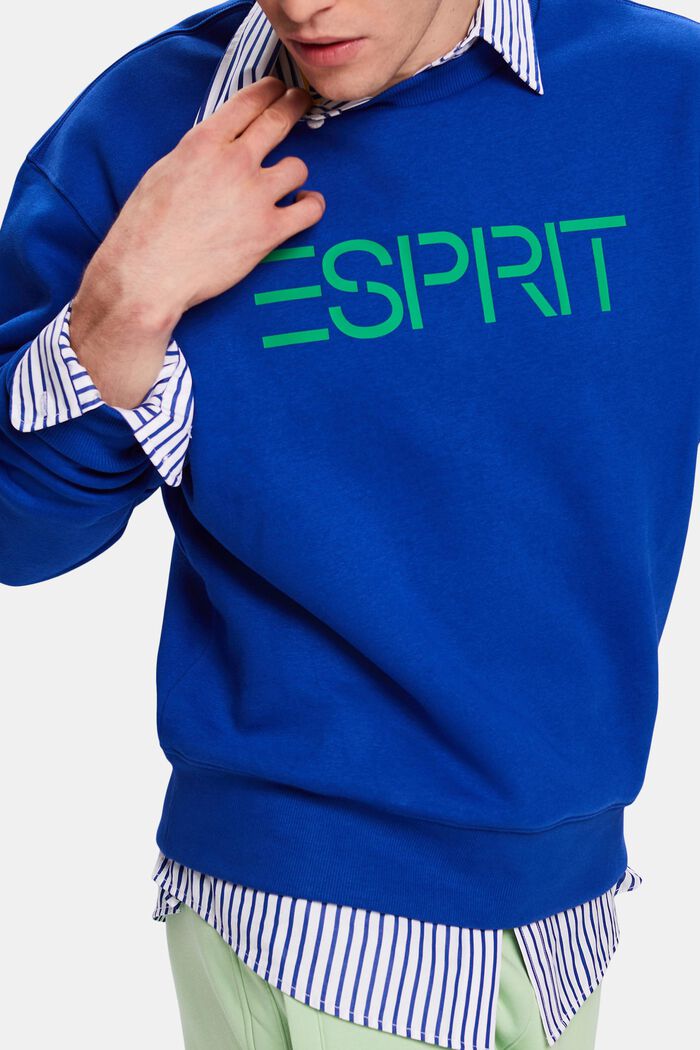 Uniseks logo-sweatshirt van katoenen fleece, BRIGHT BLUE, detail image number 2