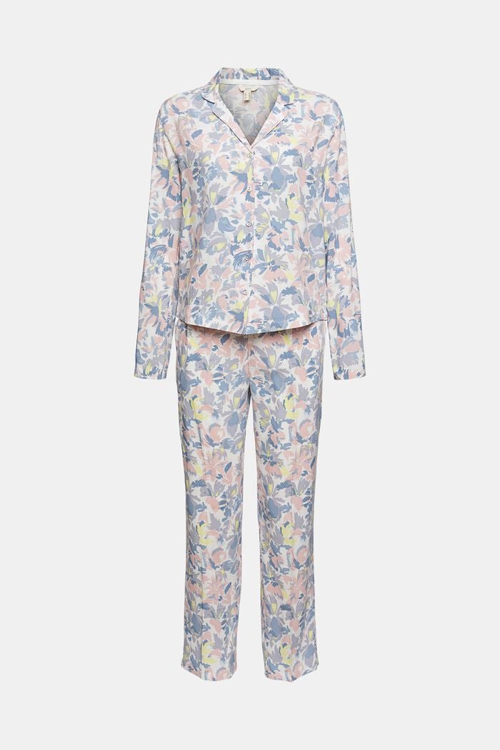 Pyjama met bloemenmotief, LENZING™ ECOVERO™, OFF WHITE, overview