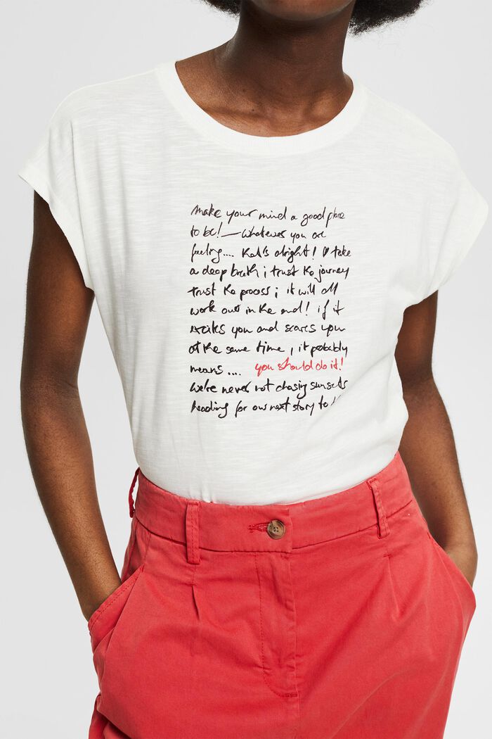 Shirt met print en organic cotton, OFF WHITE, detail image number 2