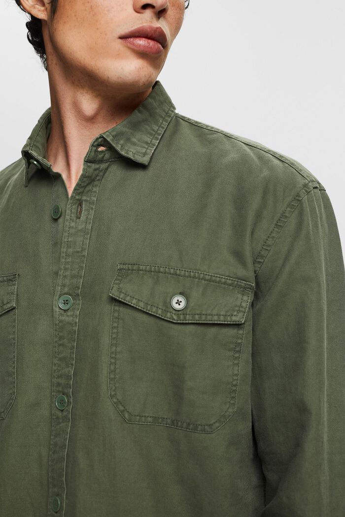 Van een linnenmix: oversized overhemd, GREEN, detail image number 2